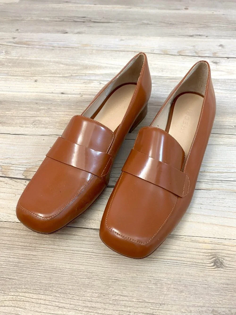 M. Gemi Chestnut Brown Kitten Heel Loafers - Size 39.5 (Used)